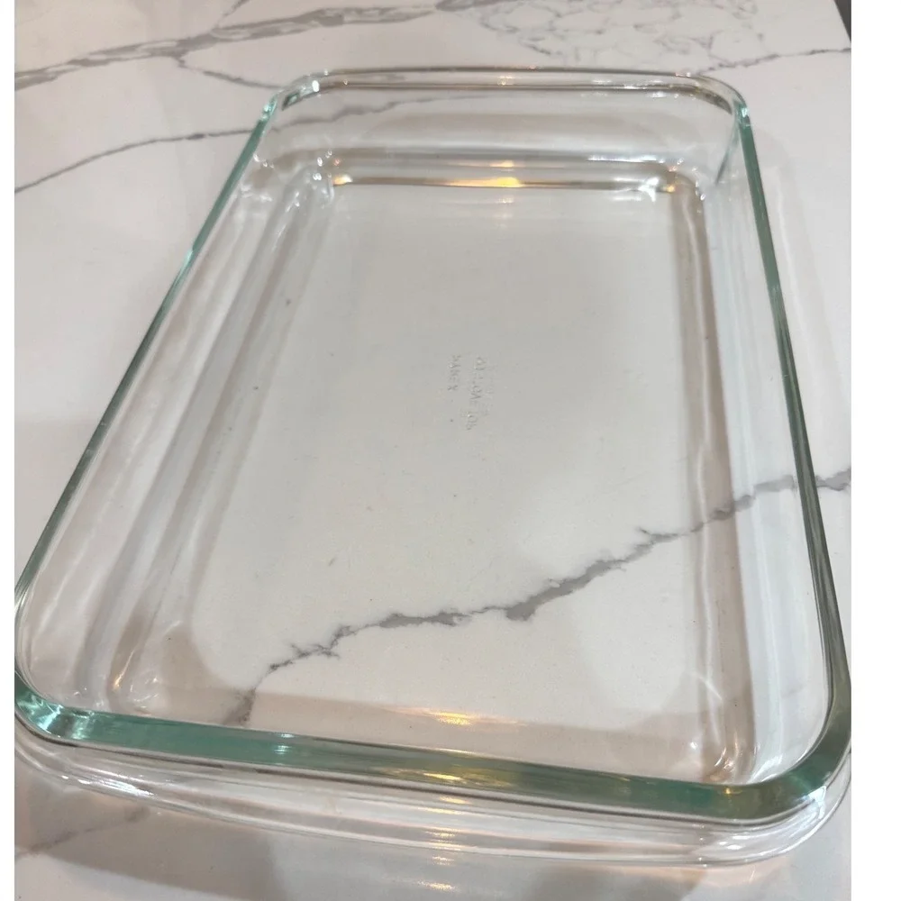 Vintage PYREX all caps 234 USA Clear Glass Rectangular Dish 4 Qt D-7 38x25x4 cm